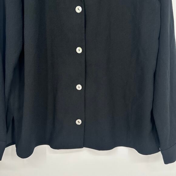 OAK + FORT Oversized Blouse Long Sleeve Button Up Shirt Top Shacket Black - Picture 6 of 14